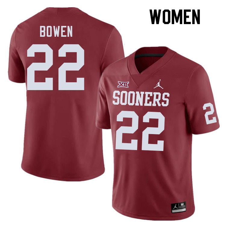 Women #22 Peyton Bowen Oklahoma Sooners College Football Jerseys Stitched-Crimson